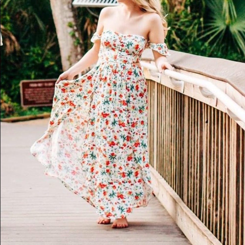 Easy on the Eyes Floral Off-the-Shoulder Maxi